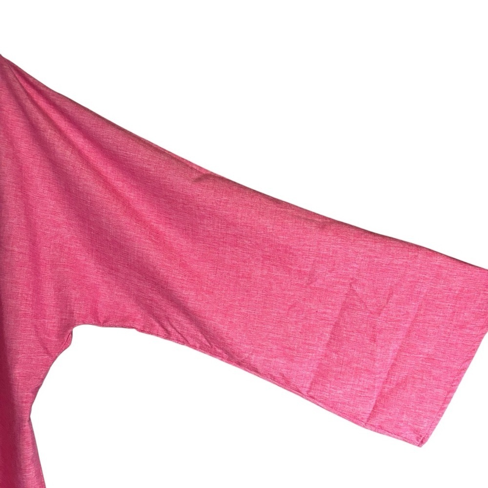 Pink Popover Tunic Top Large Cotton Blend Bell Sleeve Split Neck Boho Resort - Picture 10 of 15